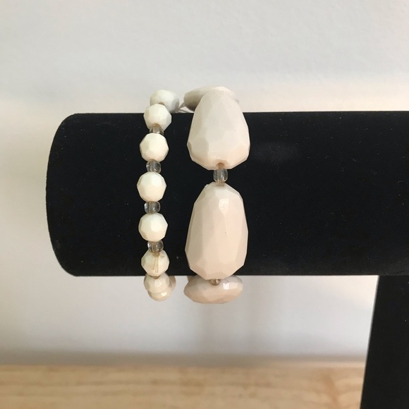 Chuns Fashion Jewelry - Cream Color Beaded Fashion Stretch Bracelets - Set of 2 - New with Tag